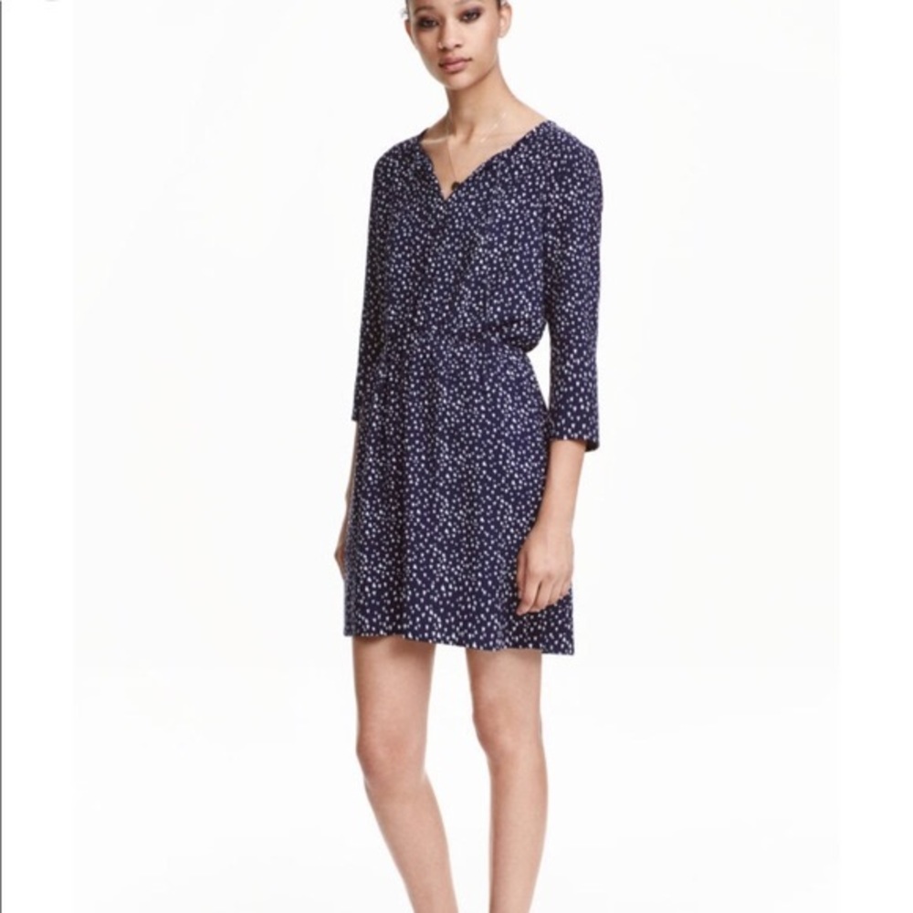 NWT H&M Navy Blue Heart Printed Dress